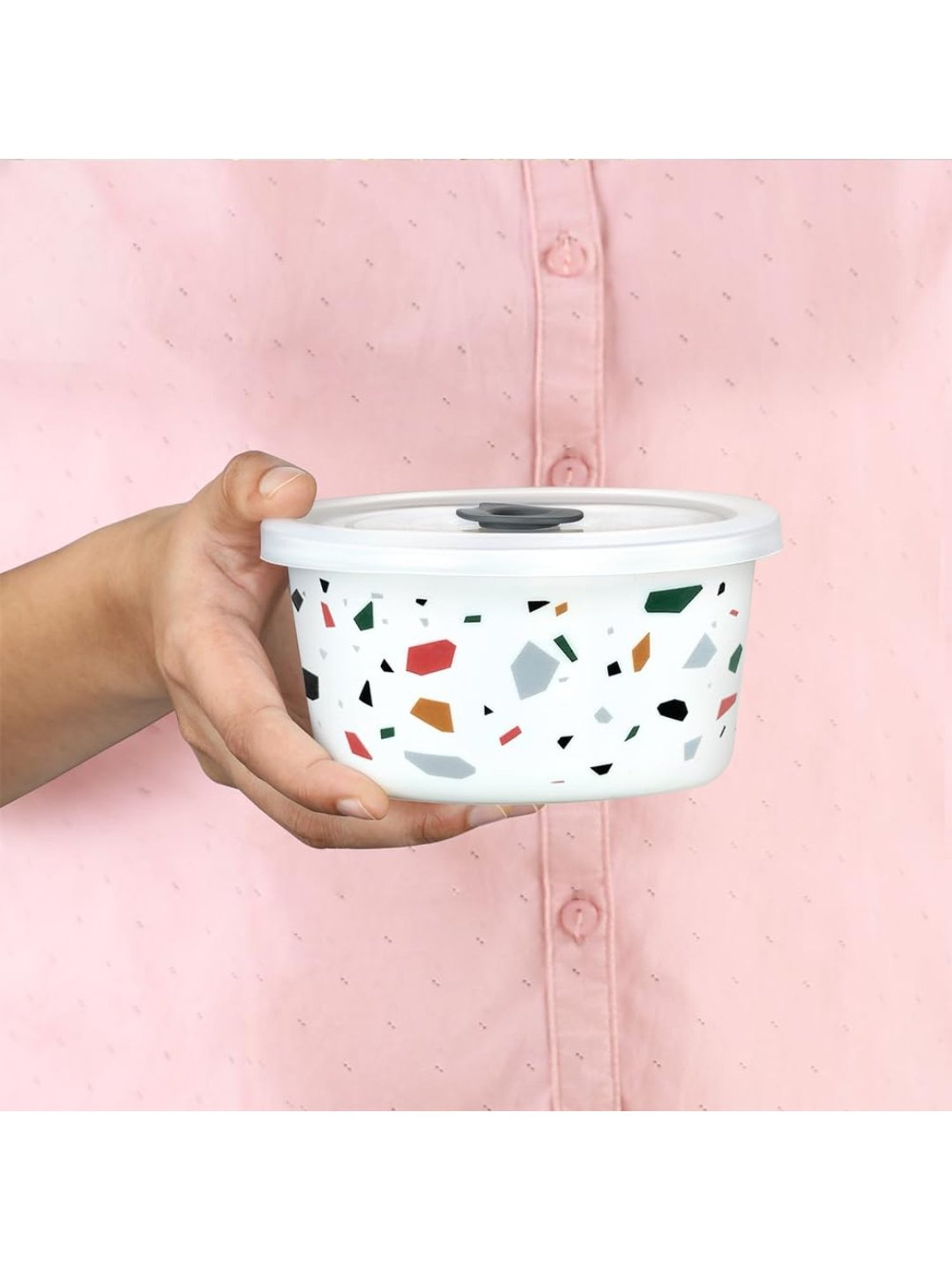 Larah by Borosil Multicolor Opalware Storage Container with Air Tight Lid - Set of 2