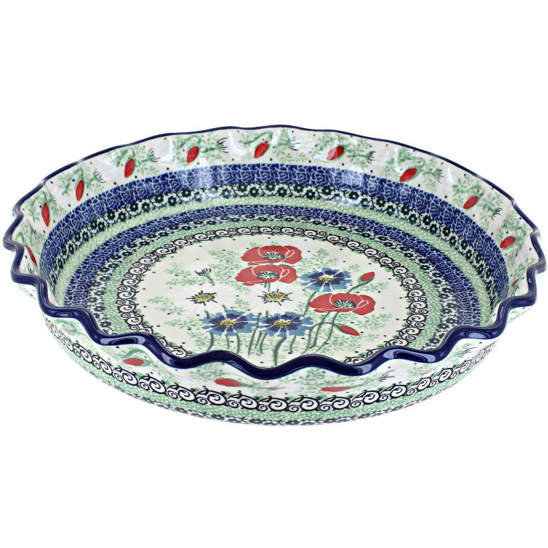 Blue Rose Polish Pottery Summer Dawn Pie Plate