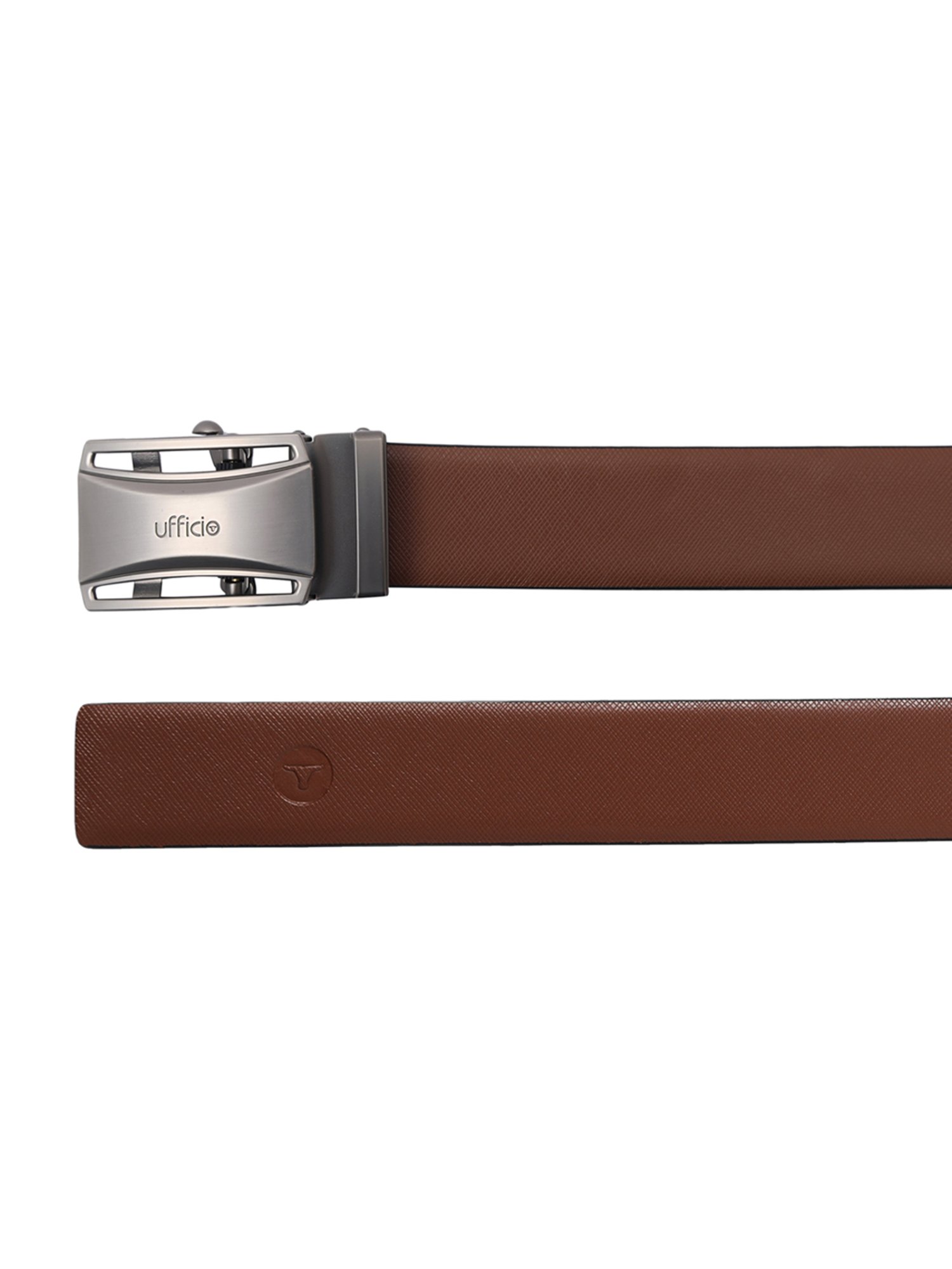 BELWABA Black Textured Formal Leather Belt for Men