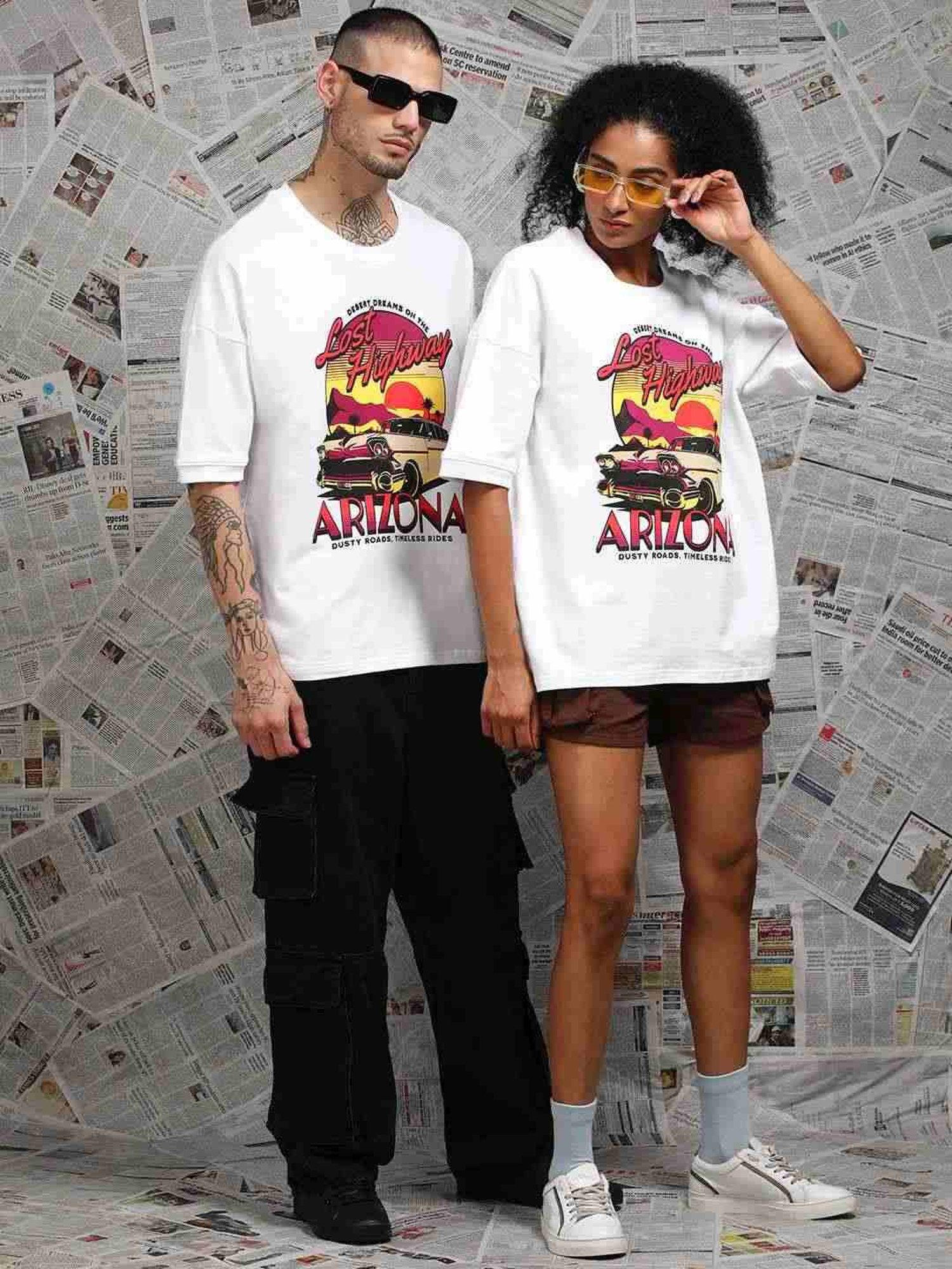 Difference Of Opinion White Loose Fit Printed Unisex T-Shirt