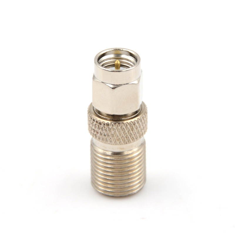 F Type Female to SMA Male Plug Coaxial Adapter Connector Silver Tone