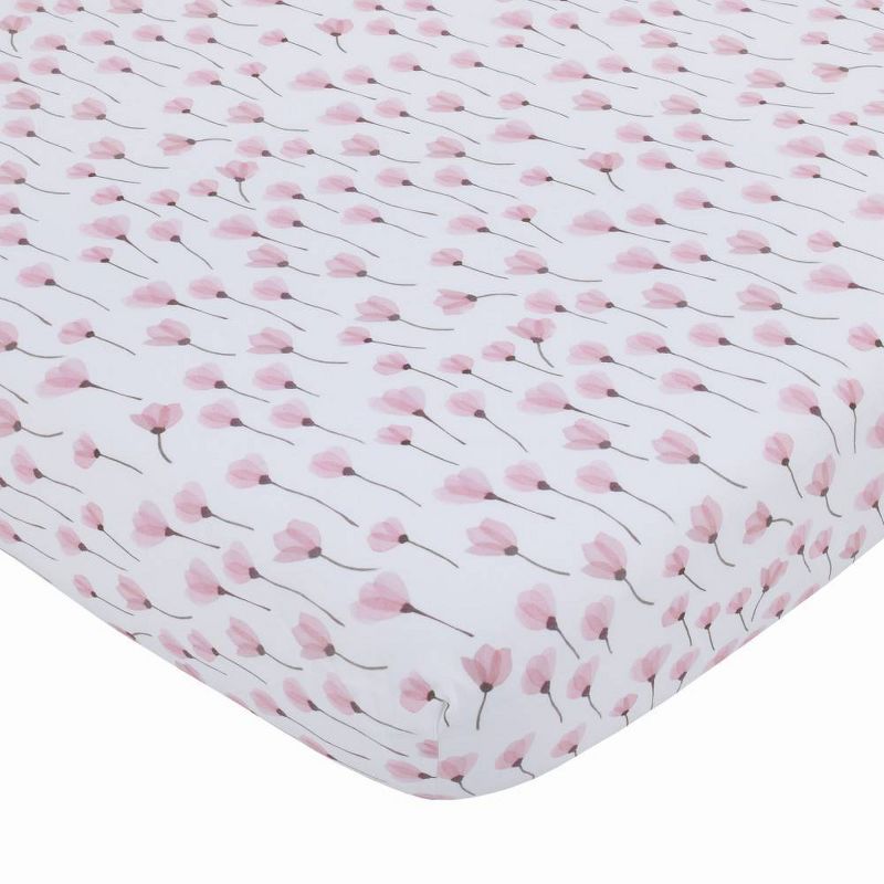 NoJo Lovely Watercolor Floral Crib Bedding Set - Pink/Aqua/Gray 8pc