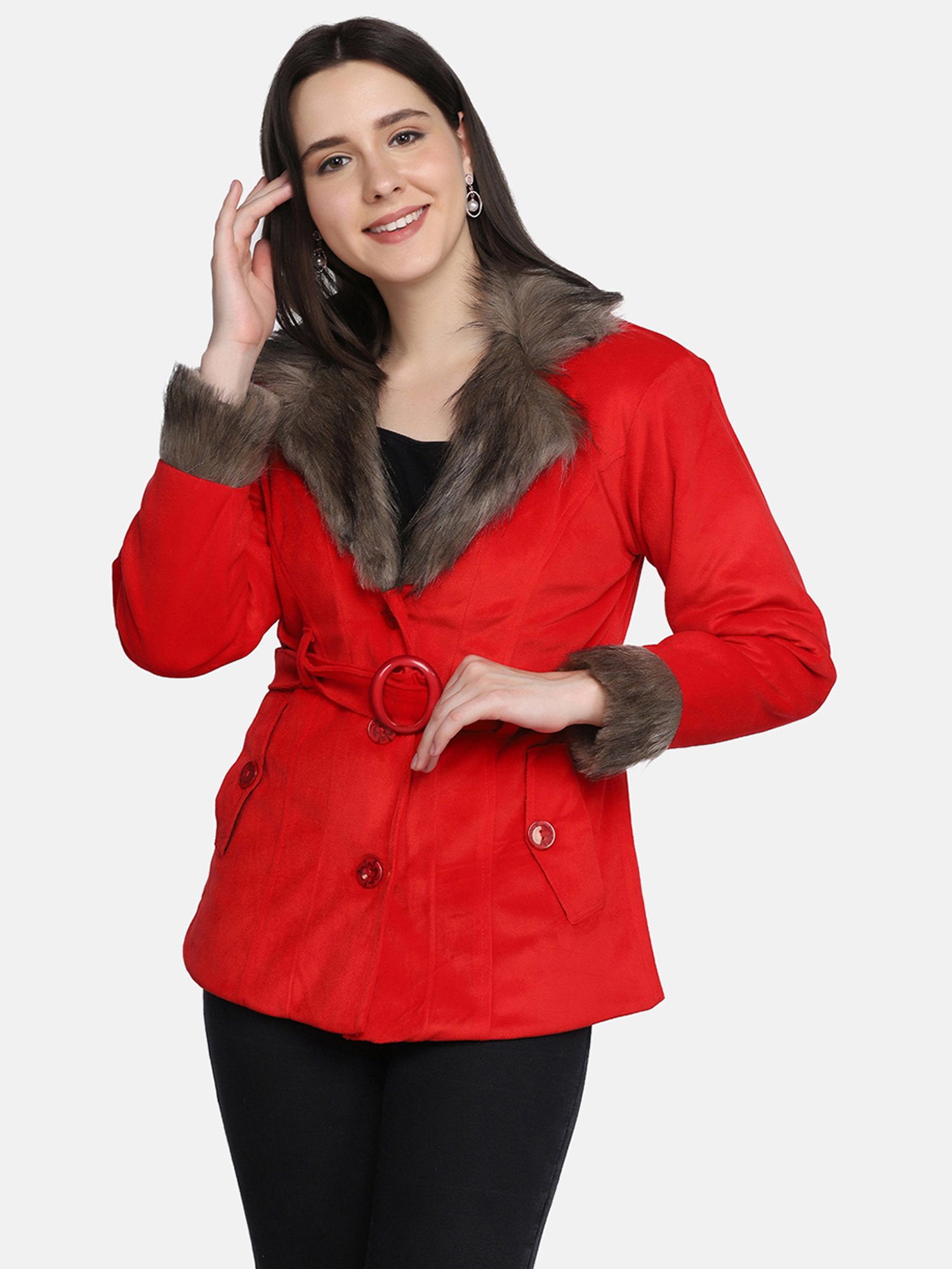 BUYNEWTREND Red Regular Fit Jacket