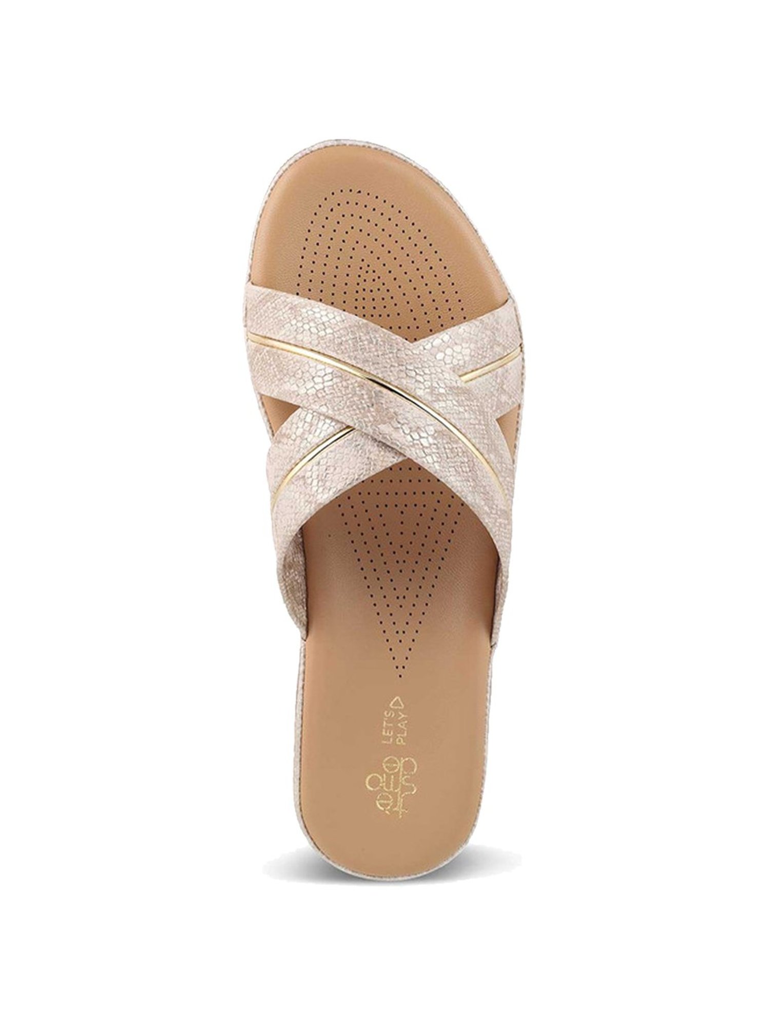 Tresmode Women's Golden Cross Strap Sandals