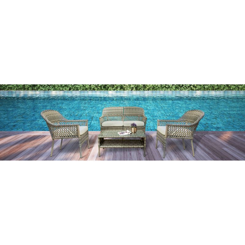 4pc Wicker Stackable Patio Conversation Set - Peaktop