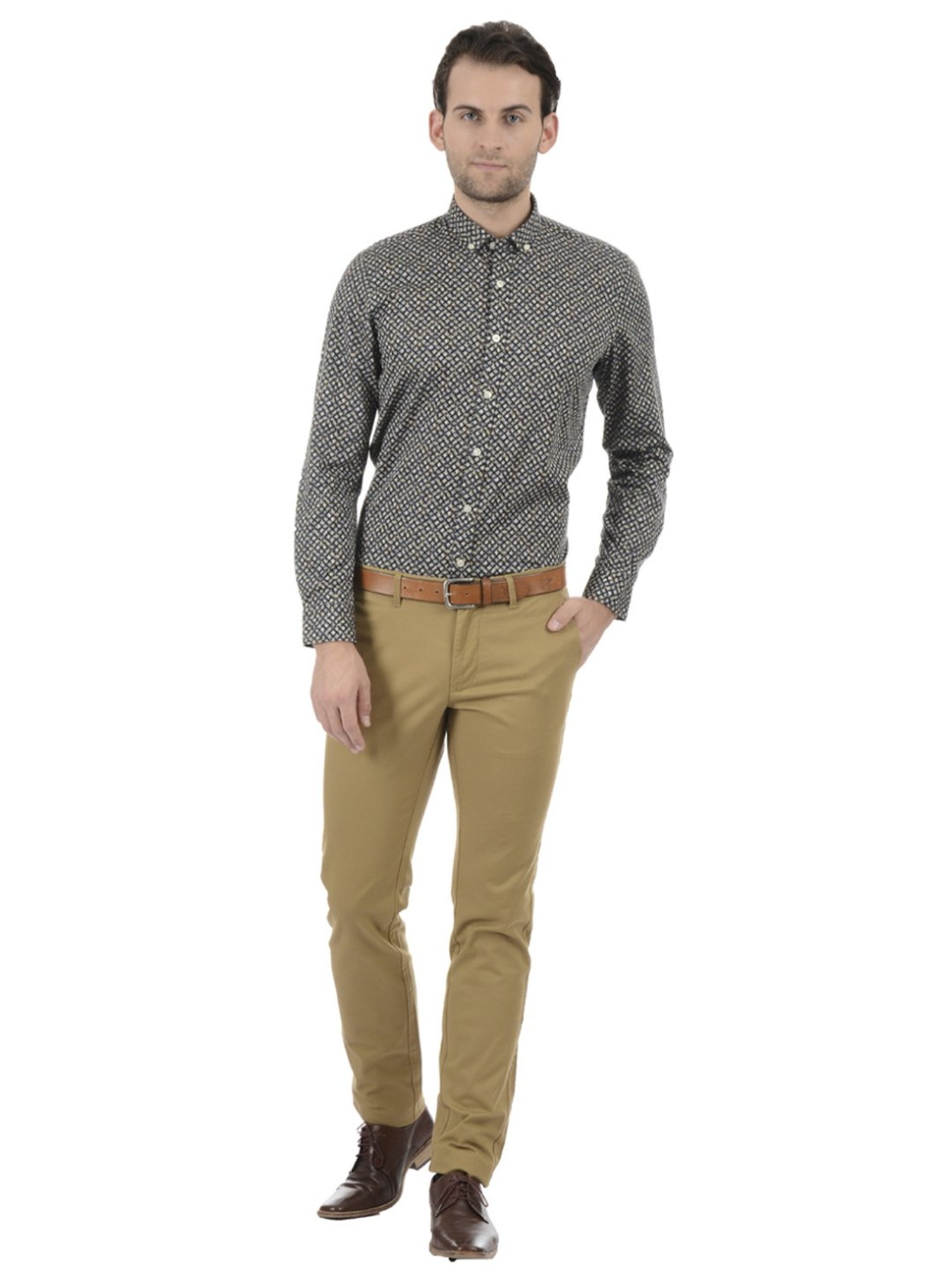 London Fog Black Regular Fit Printed Shirt