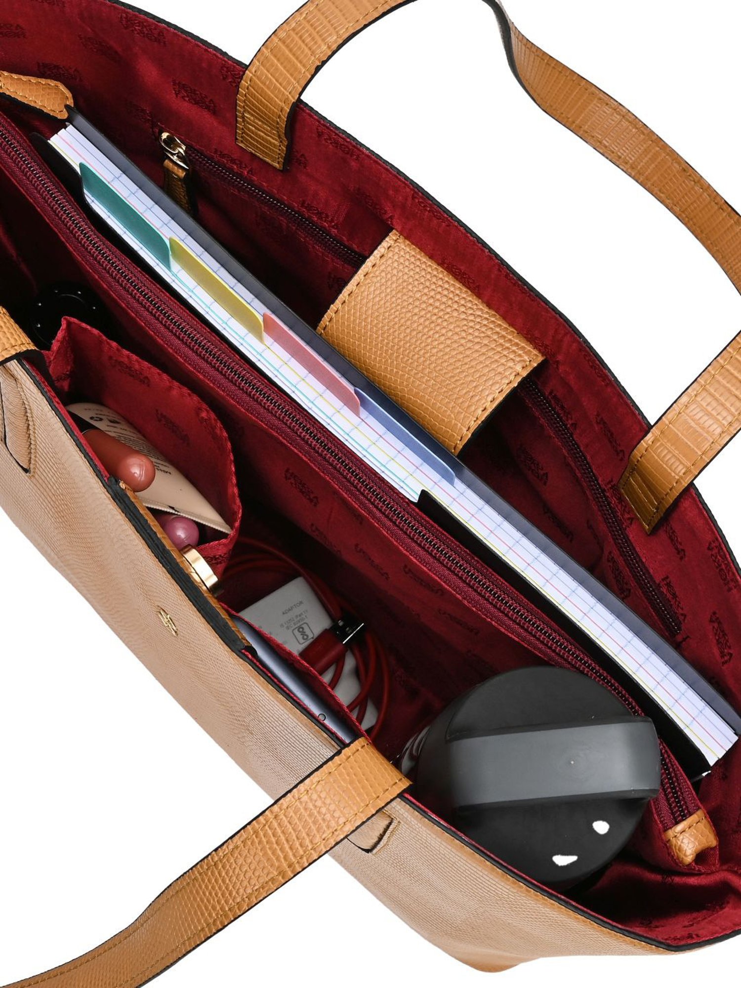 Horra Tan Textured Tote Handbag