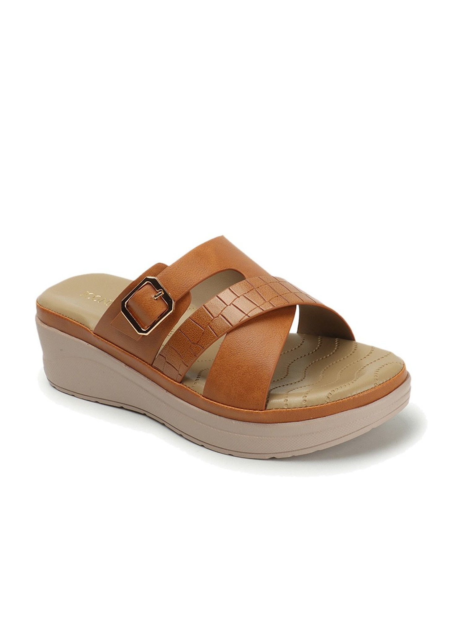 Iconics Women's Tan Casual Wedges