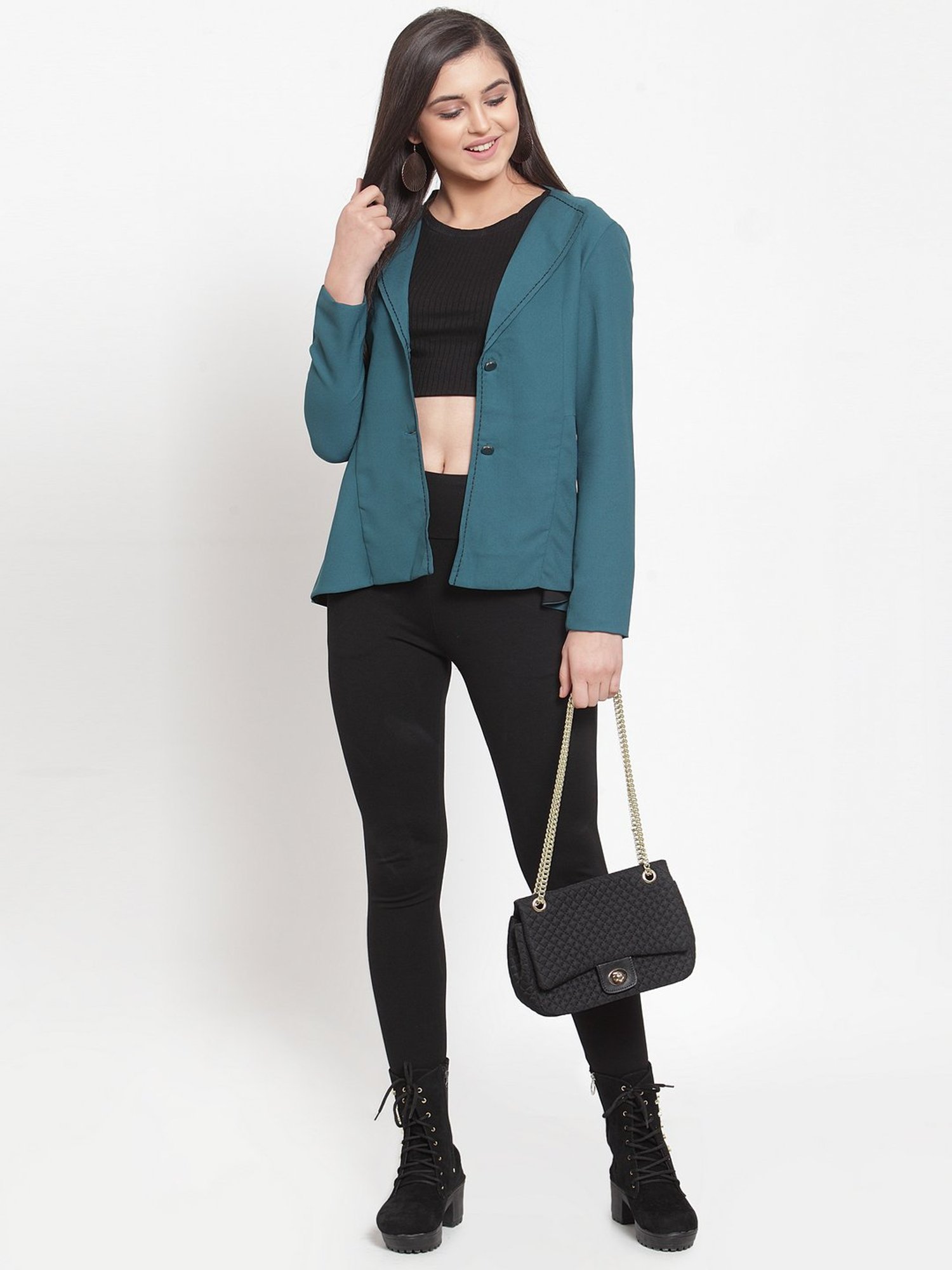 KASSUALLY Teal Relaxed Fit Blazer