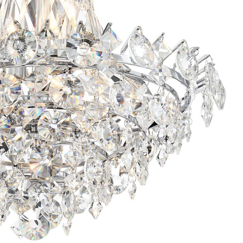 Vienna Full Spectrum Chrome Pendant Chandelier 19" Wide Crystal Waterfall 7-Light Fixture Dining Room House Foyer Kitchen Entryway