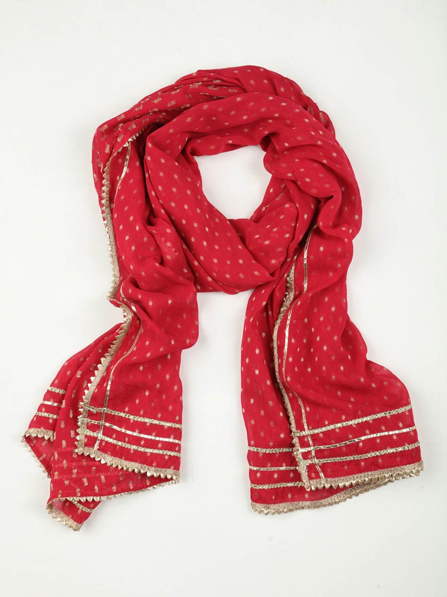 Mustard Red Georgette Printed Dupatta