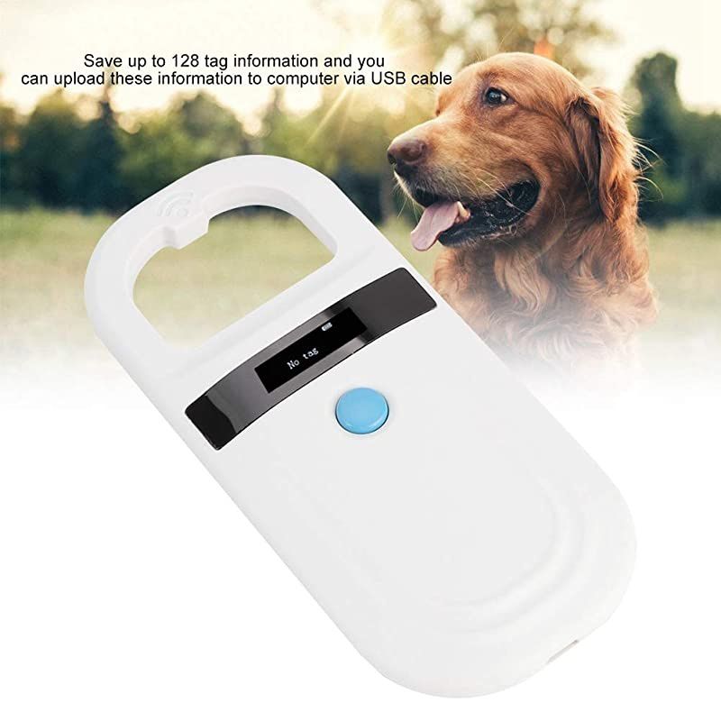 Reader RFID 134.2Khz, Pet ID Scanner with 0.91 Inch High Brightness OLED Display 128 Pieces of Tag Information Storage for Animal Tracking