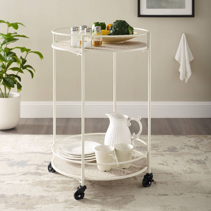 Flash Furniture Castleberry Rustic Wood Grain and Iron Kitchen Serving and Bar Cart