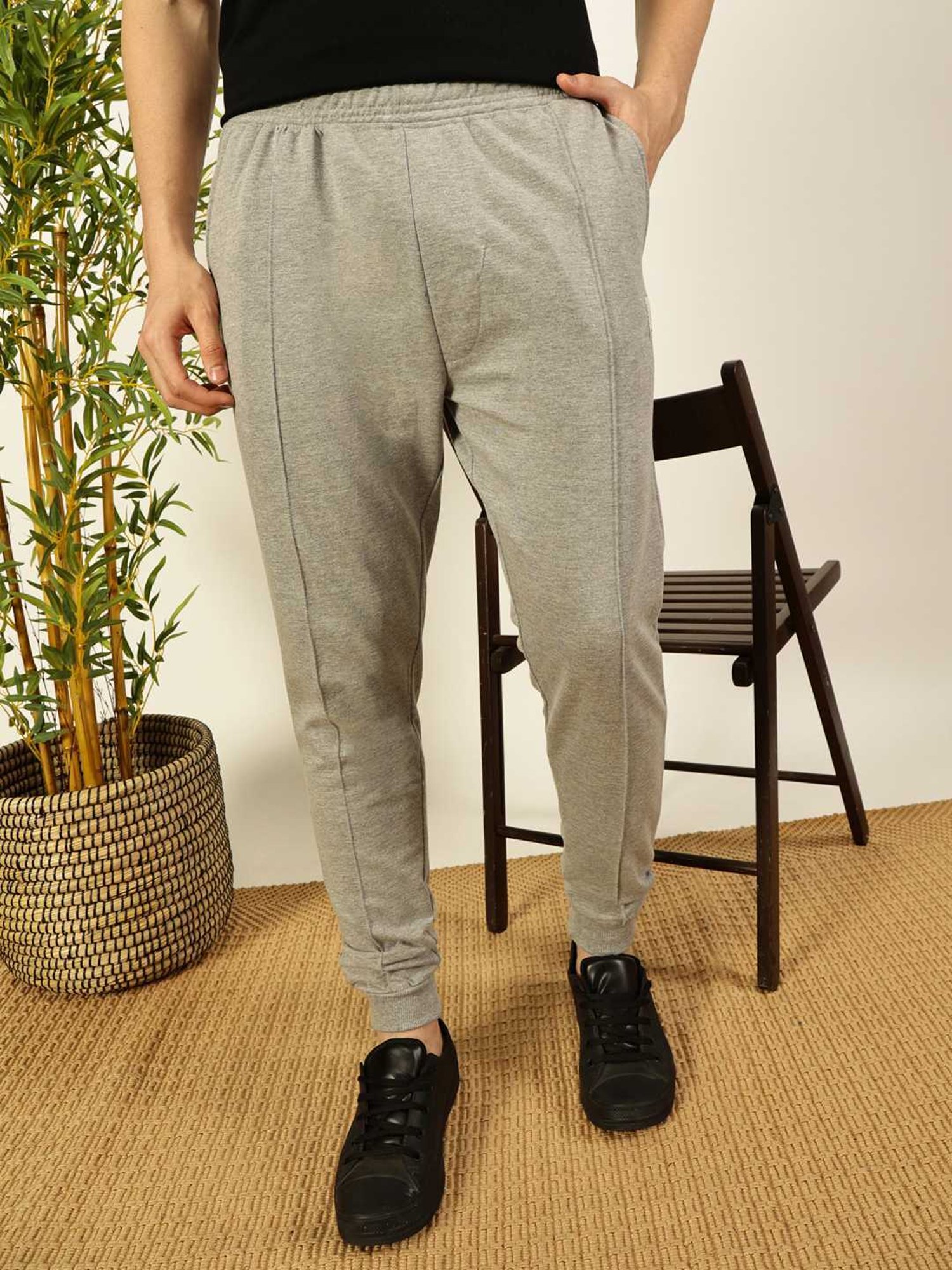 Thomas Scott Grey Melange Straight Fit Texture Joggers