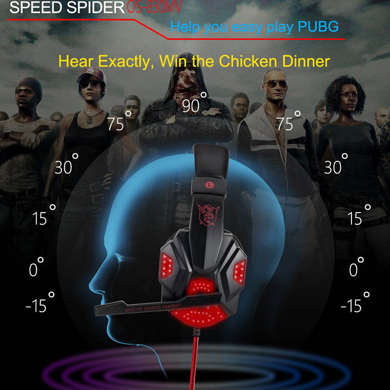 SpeedSpider Professional Led Light Gamer Headset for Computer PS4 Gaming Headphones Adjustable Bass Stereo PC Wired Headset With Mic