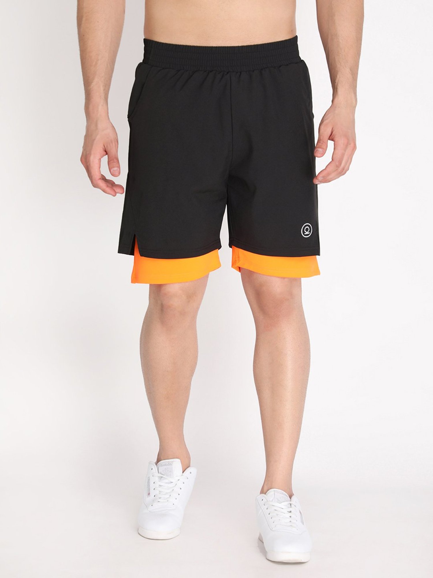 Chkokko Black & Orange Regular Fit Shorts