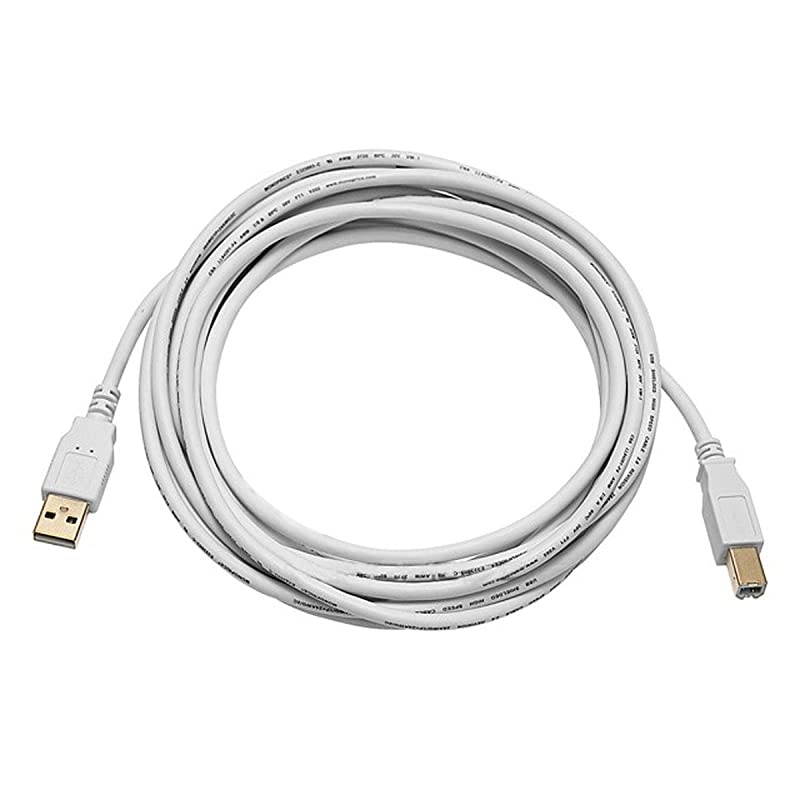 108617 10ft USB 20 A Male to B Male 2824AWG Cable Gold Plated WHITE for Printer Scanner Cable 15M for PC Mac HP Canon Lexmark Epson Dell Xerox Samsung and More