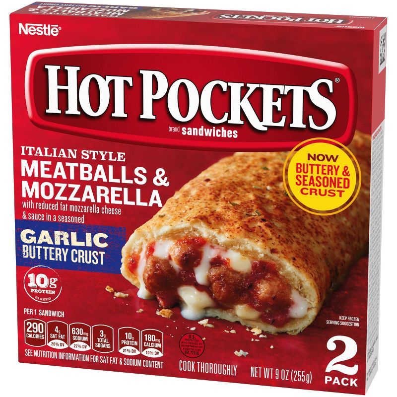 Hot Pockets Garlic Buttery Crust Frozen Italian Meatballs & Mozzarella - 9oz/2ct
