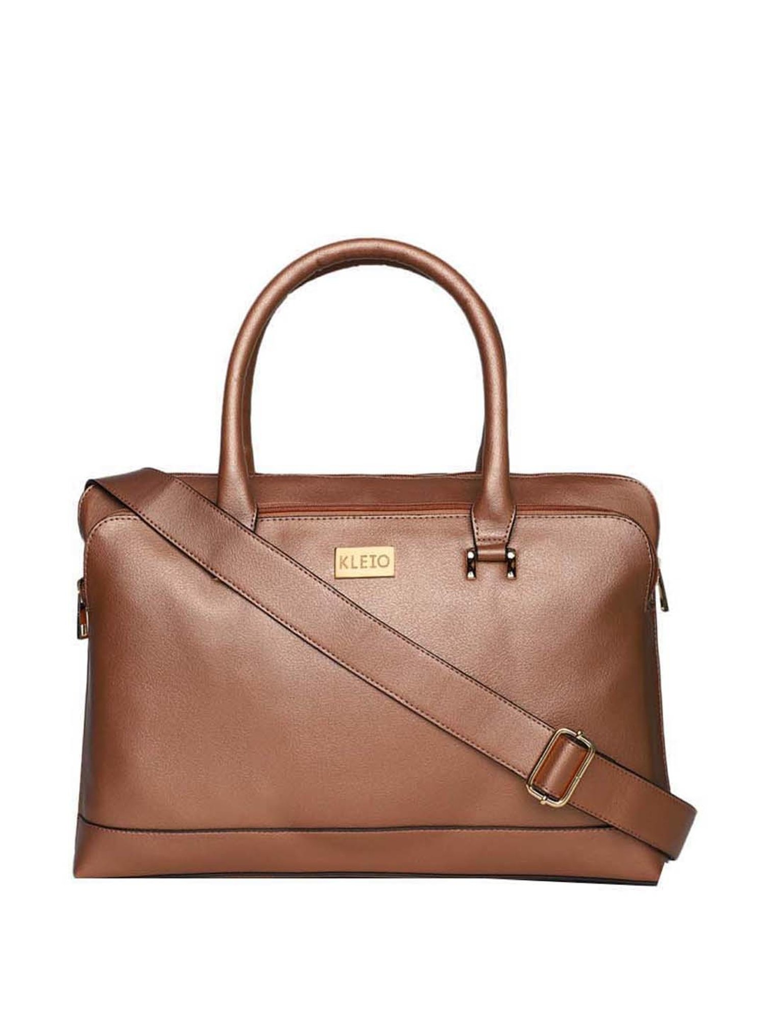 Baggit Brown PVC Solid Laptop Messenger Bag