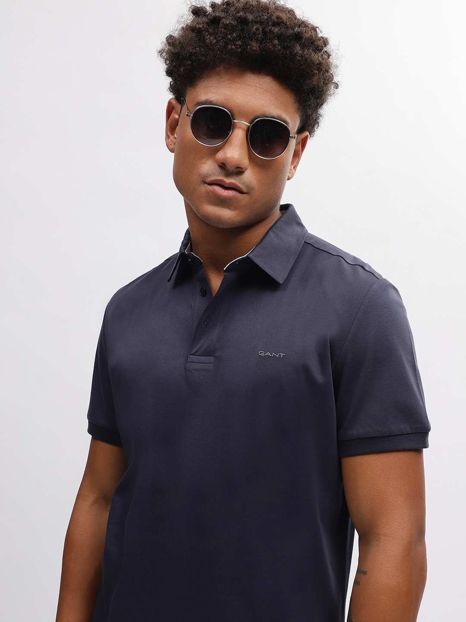 GANT Solid Polo Neck Slim Fit T-Shirt