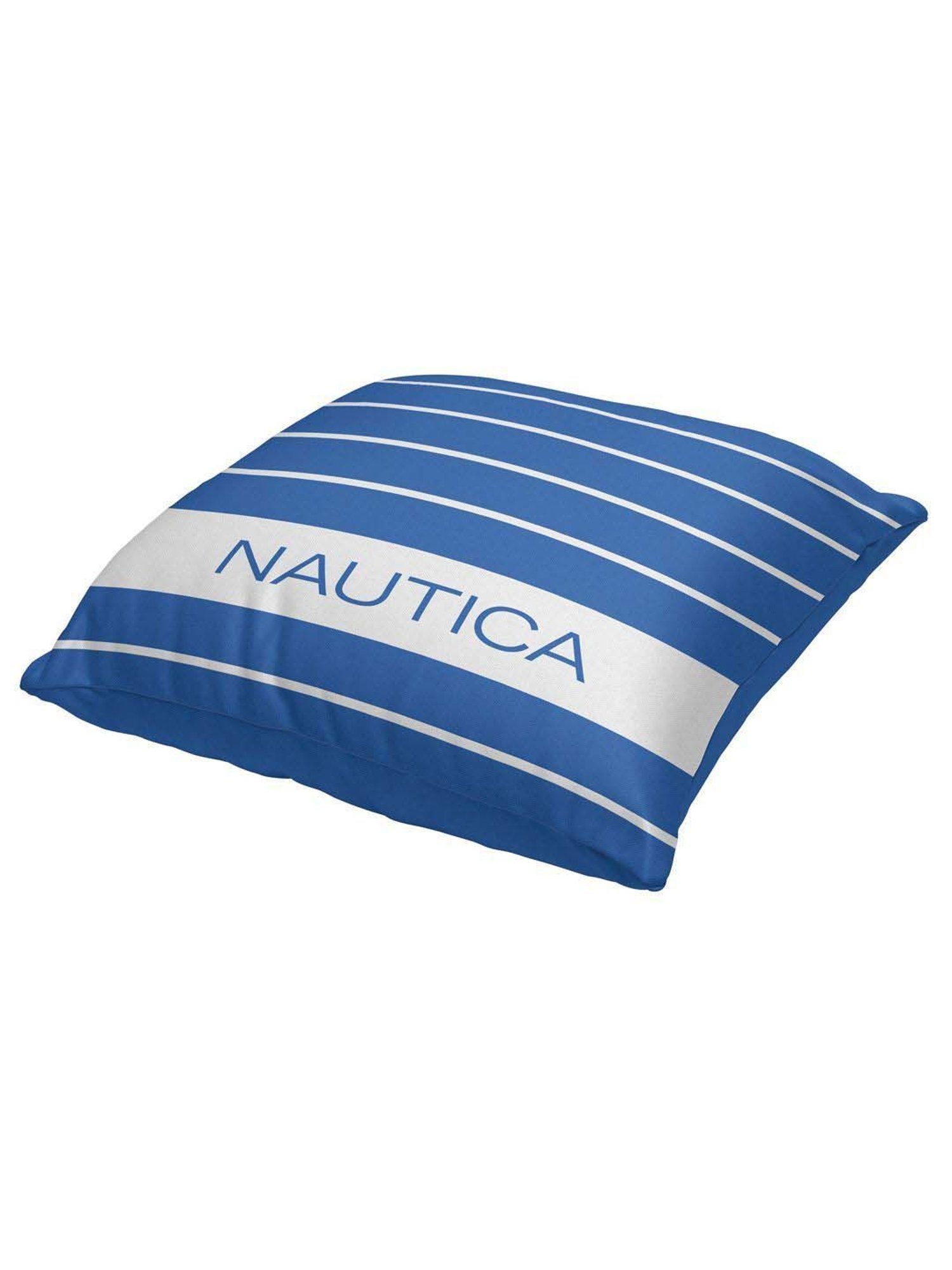 Nautica Logo Stripe Blue & Coral Microfibre 300 GSM Premium Cushion Covers - Set of 2