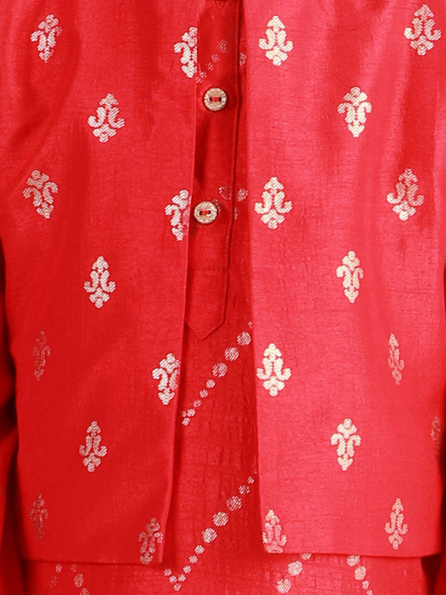 Lil Drama Kids Red Printed Full Sleeves Kurta Set