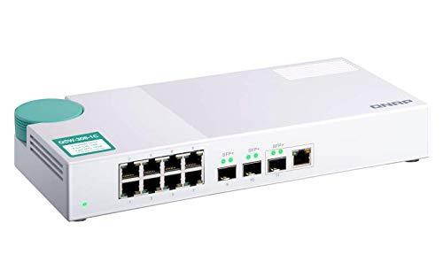 QNAP QSW-308-1C 10GbE Switch, with 3-Port 10G SFP+ (One 10GbE SFP+/RJ45 Combo Port) and 8-Port Gigabit Unmanaged Switch