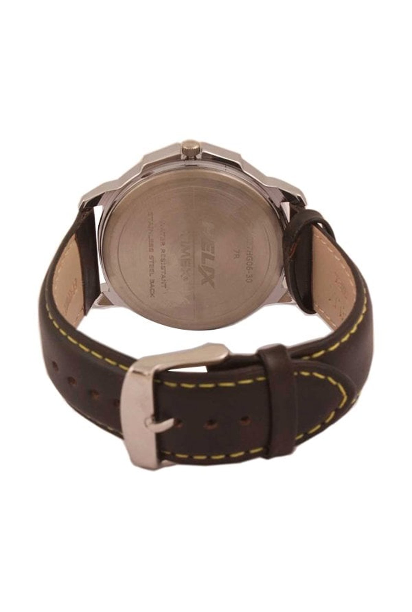 Helix By Timex Brown Round Dial Analog Leather Men Watch - TW027HG06