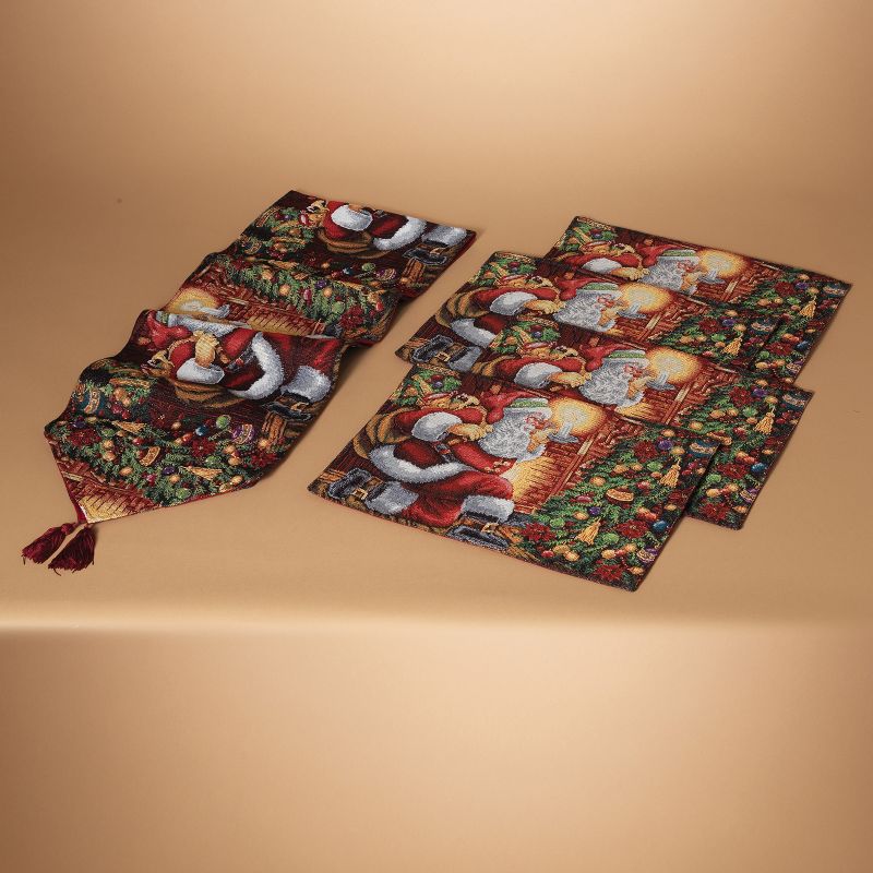 Gerson International 5-piece Set Christmas Table Place Settings with Santa Design