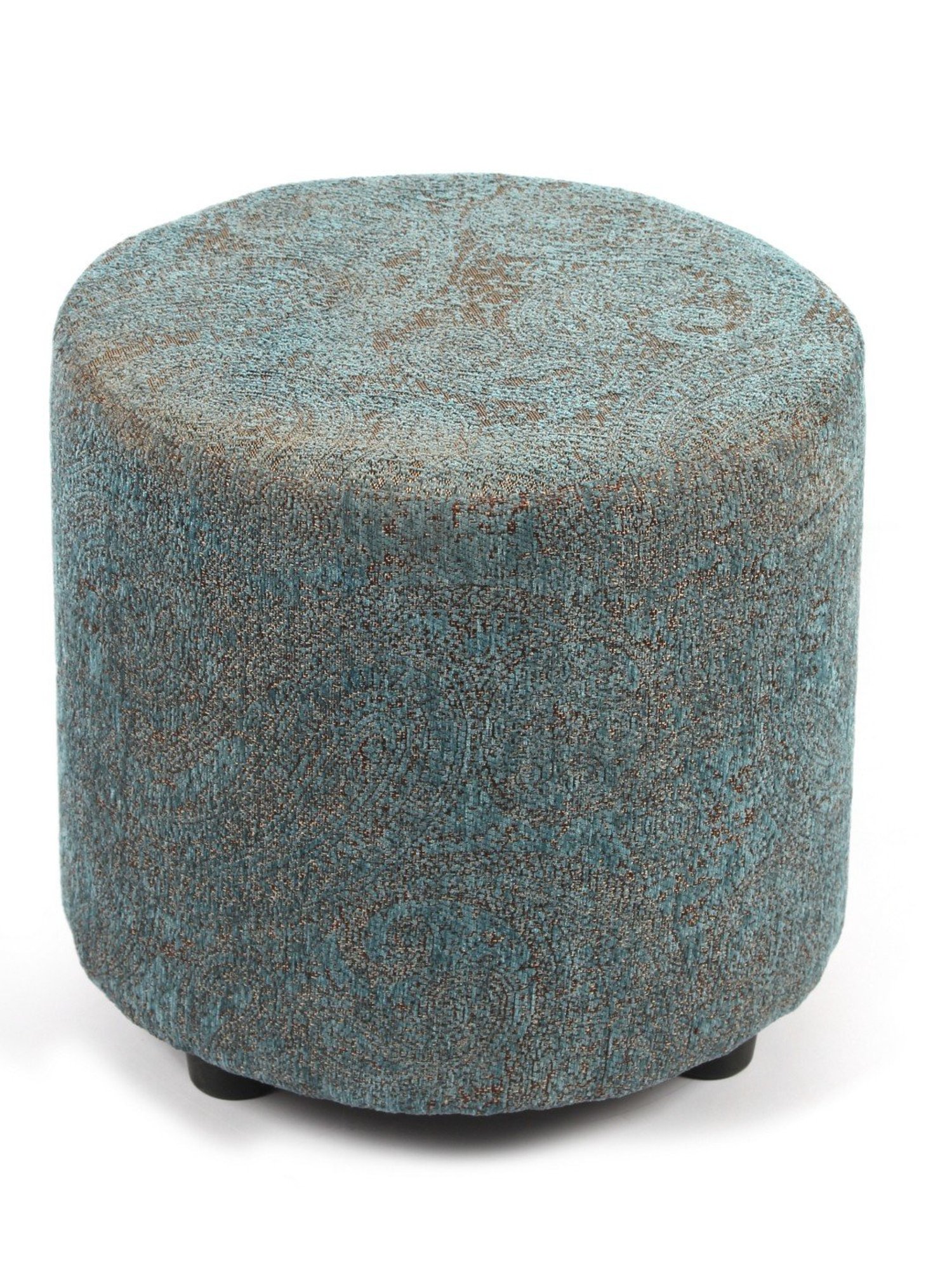 Ikiriya Lisbon Jacquard Brown & Blue Wood Ottoman
