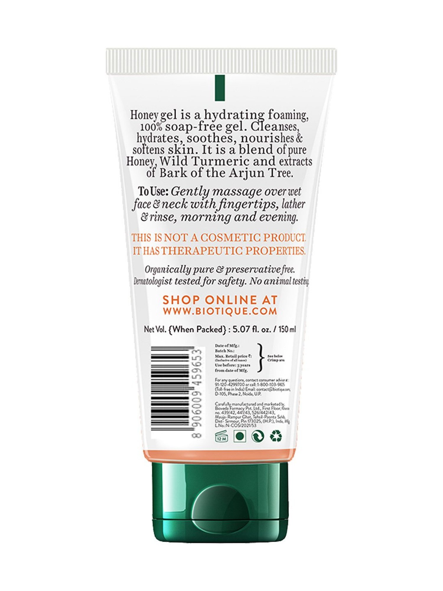 Biotique Honey Gel Soothe & Nourish Foaming Face Wash - 150 ml