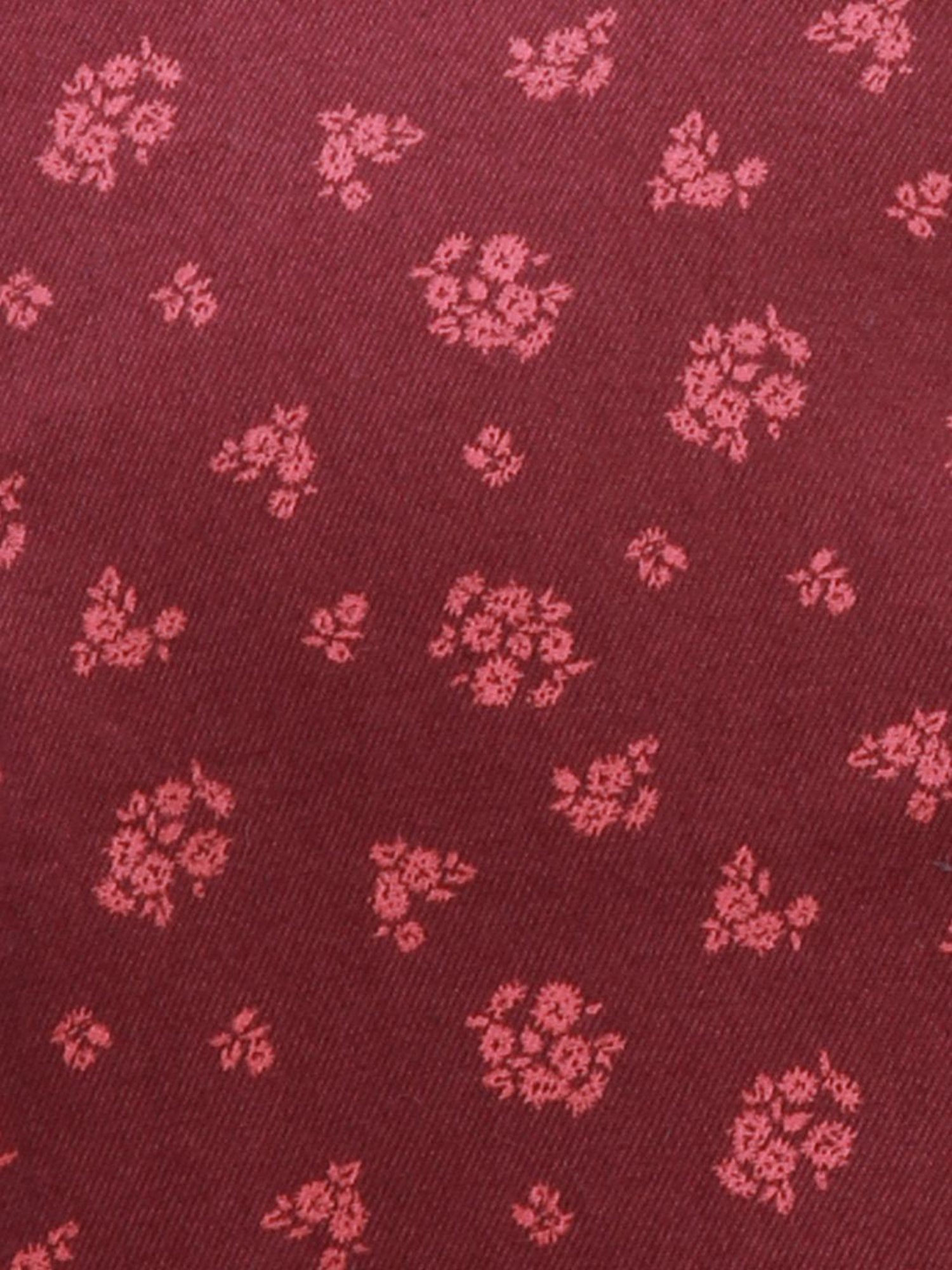 Parx Red Cotton Slim Fit Printed Shirt