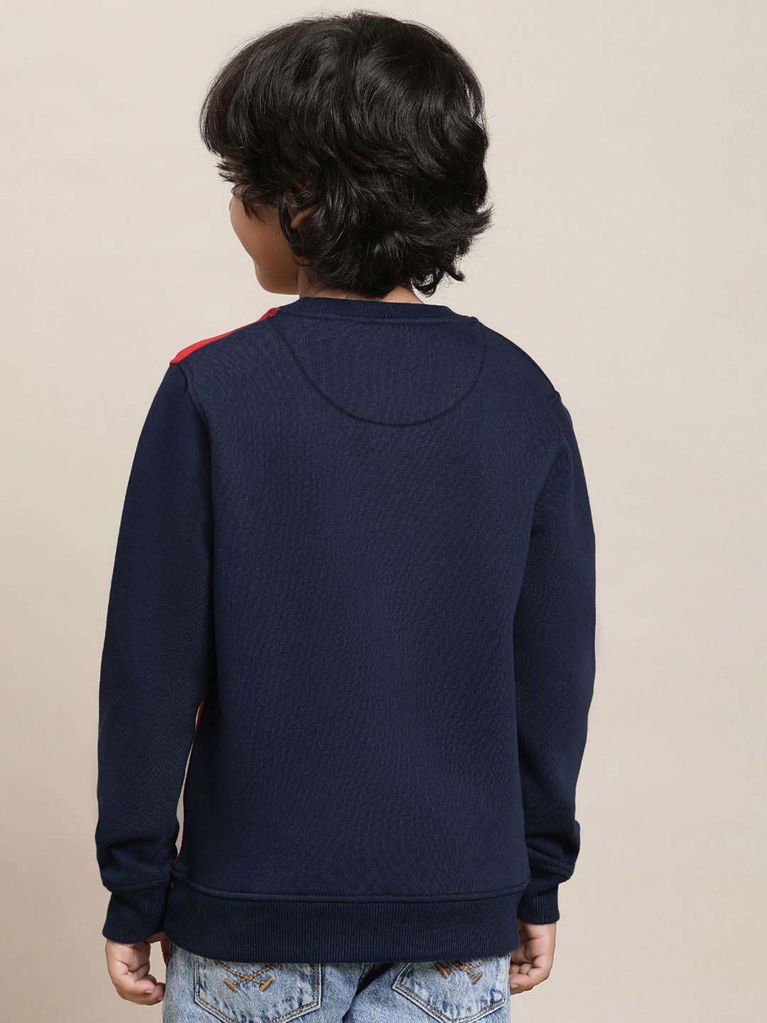 Kidsville Navy & Red Cotton Printed Full Sleeves Superman Sweatshirt