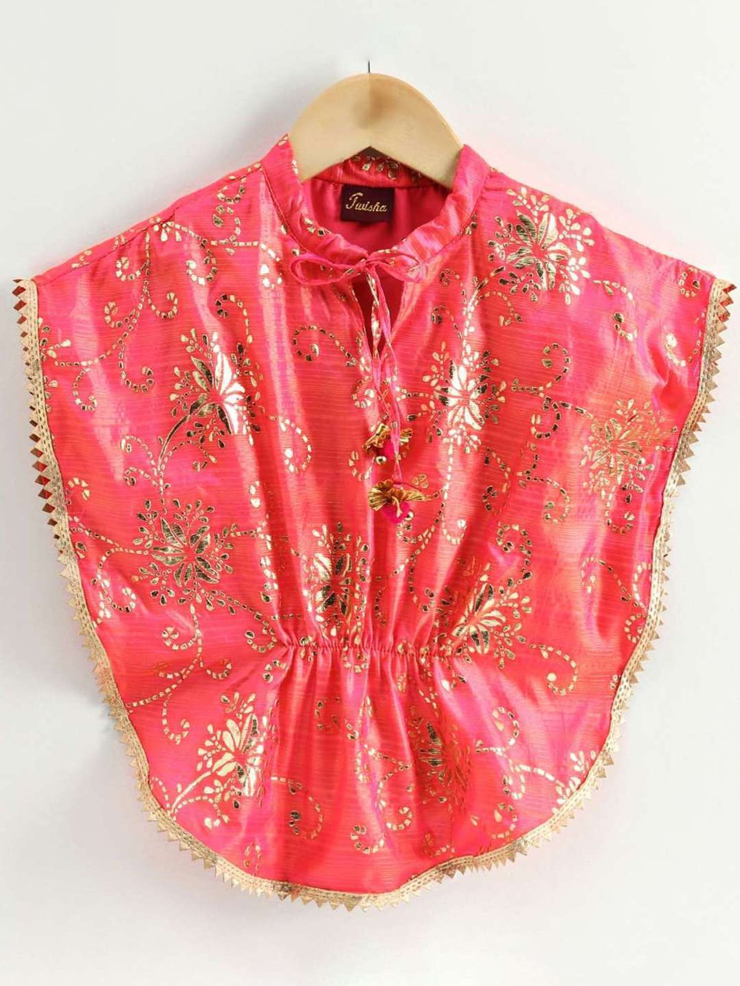 TWISHA Kids Pink & Green Embroidered Top Set