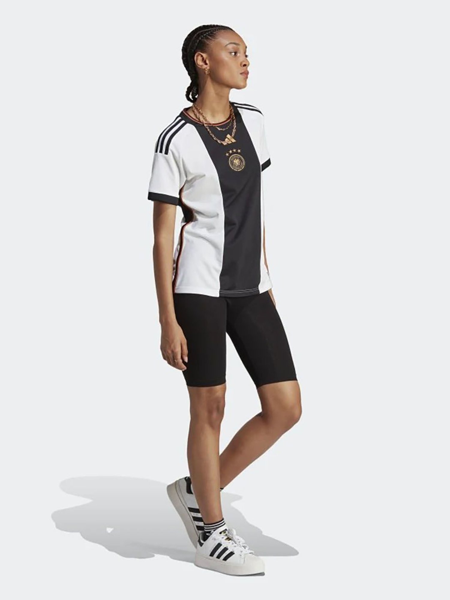 adidas White & Black GERMANY 22 HOME  Logo Print DFB H JSY W T-Shirt