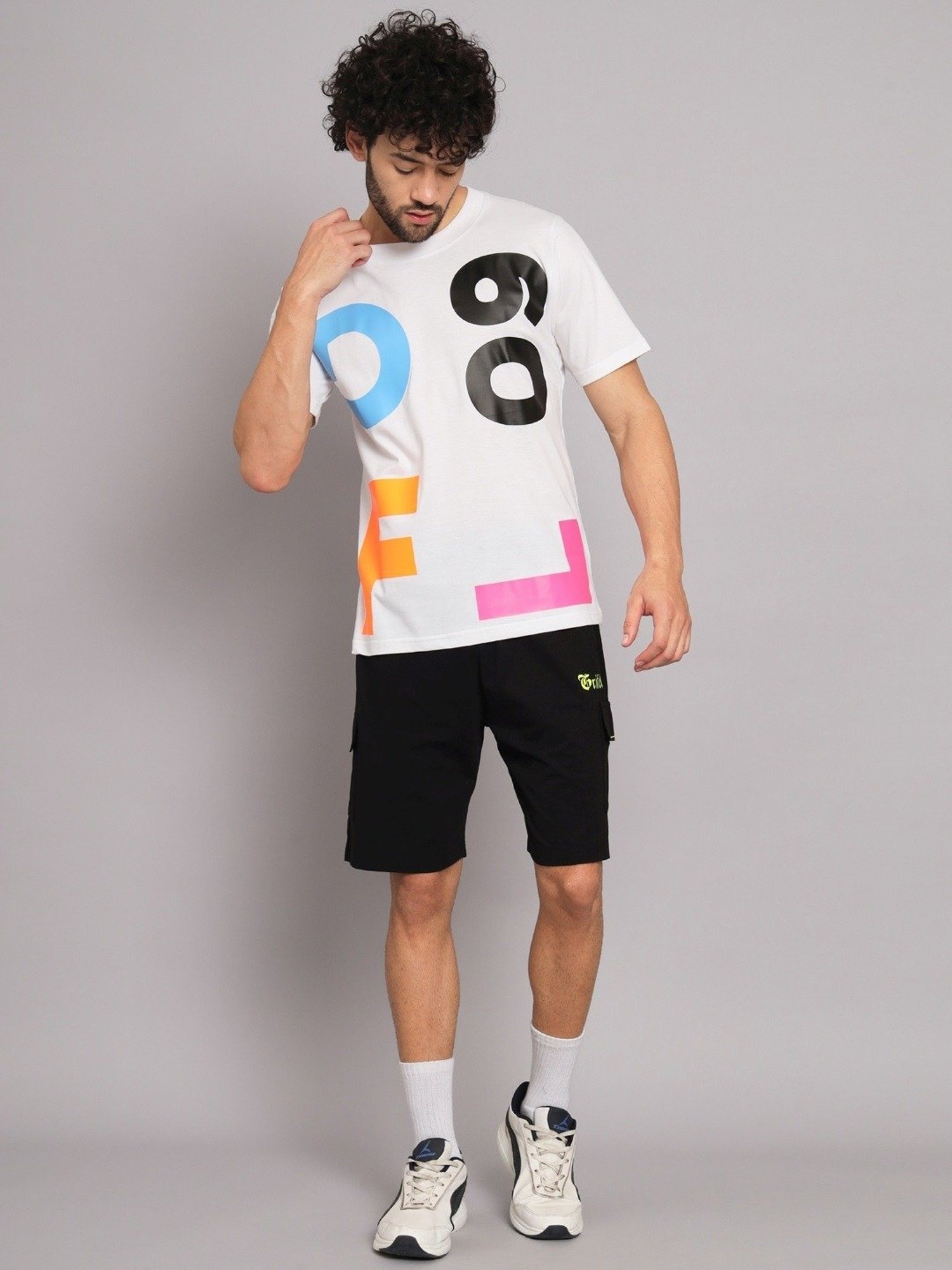 Griffel White Cotton Loose Fit Printed Co-Ord Set