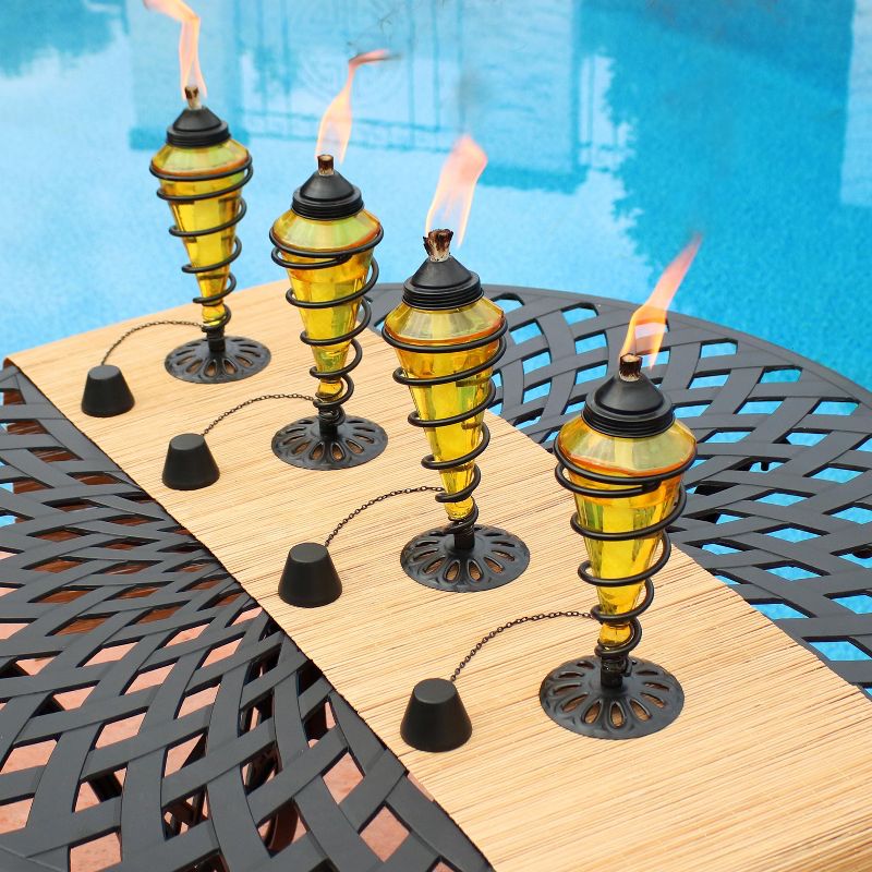 5.5" Petite Lantern Metal Table Torch Black - TIKI