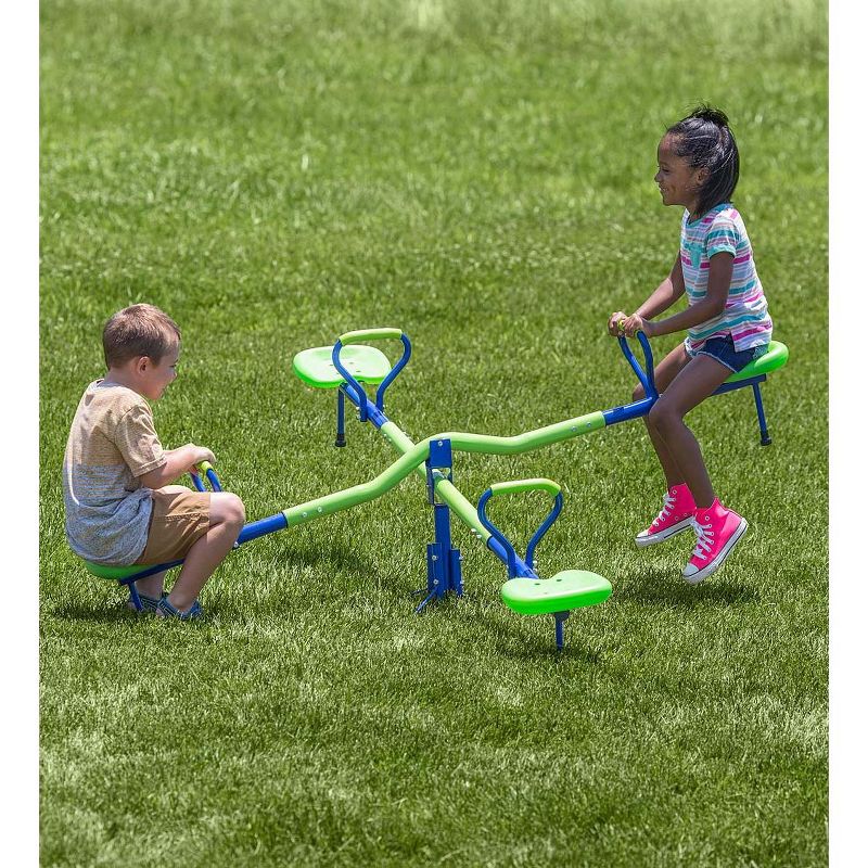 HearthSong Quad-Seat Teeter Totter Spinning Seesaw for Multiple Kids' Active Play