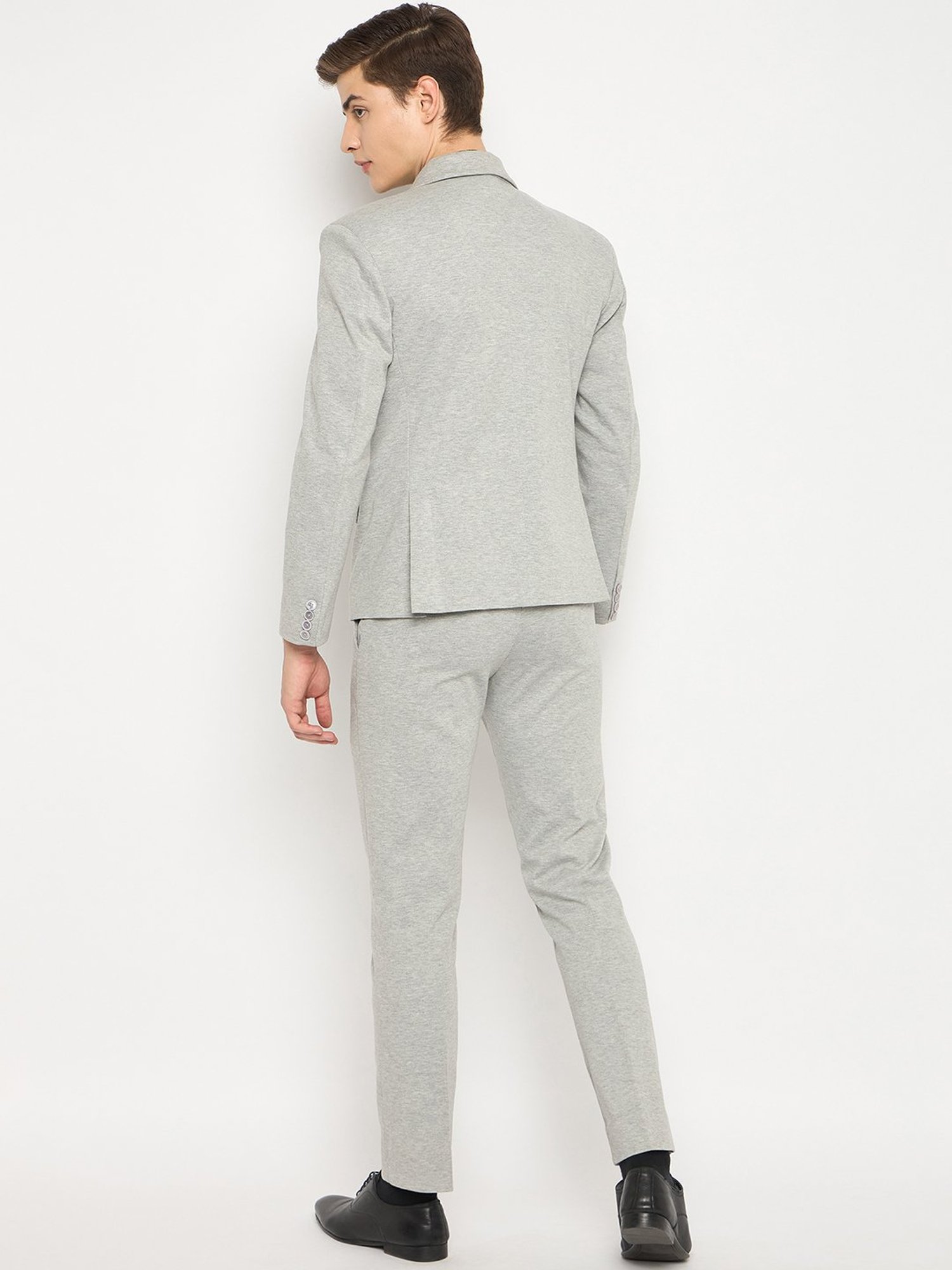Club York Grey Melange Regular Fit Two Piece Suit