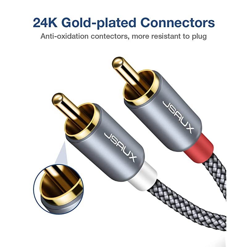 RCA Stereo Cable 66ft2M Dual Shielded GoldPlated 2RCA Male to 2RCA Male Stereo Audio Cable for Home Theater HDTV Amplifiers HiFi Systems Grey
