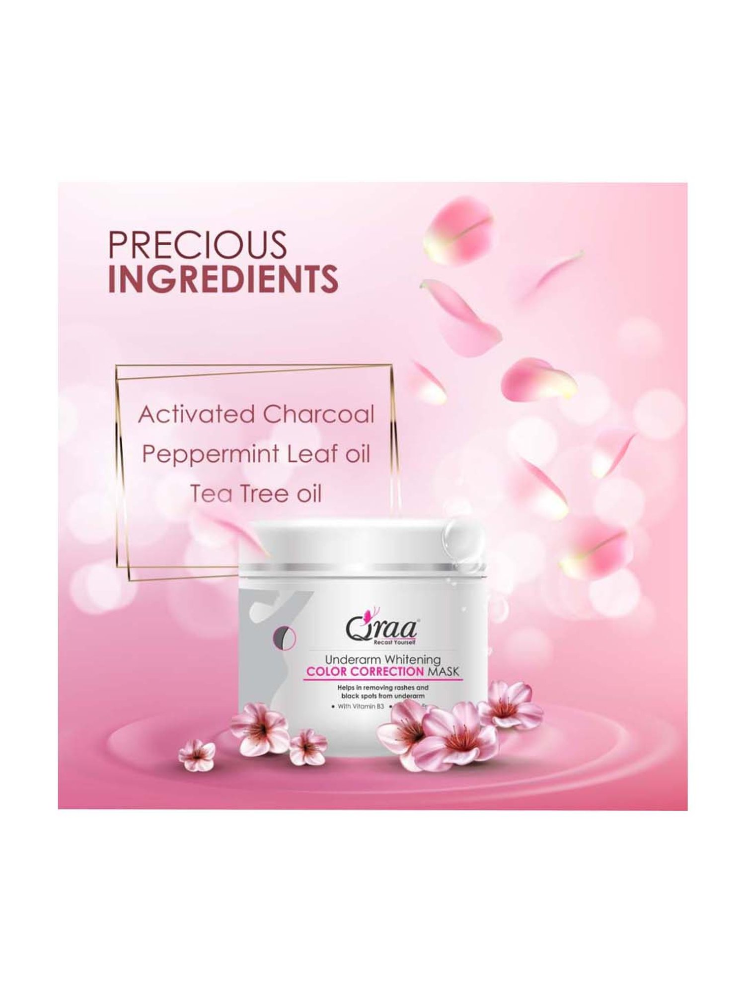 Qraa Underarm Whitening Color Correction Mask for Dark Underarms - 250 gm
