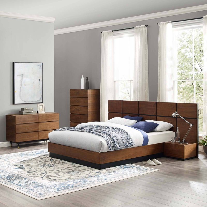 5pc Queen Caima Bedroom Set Walnut - Modway