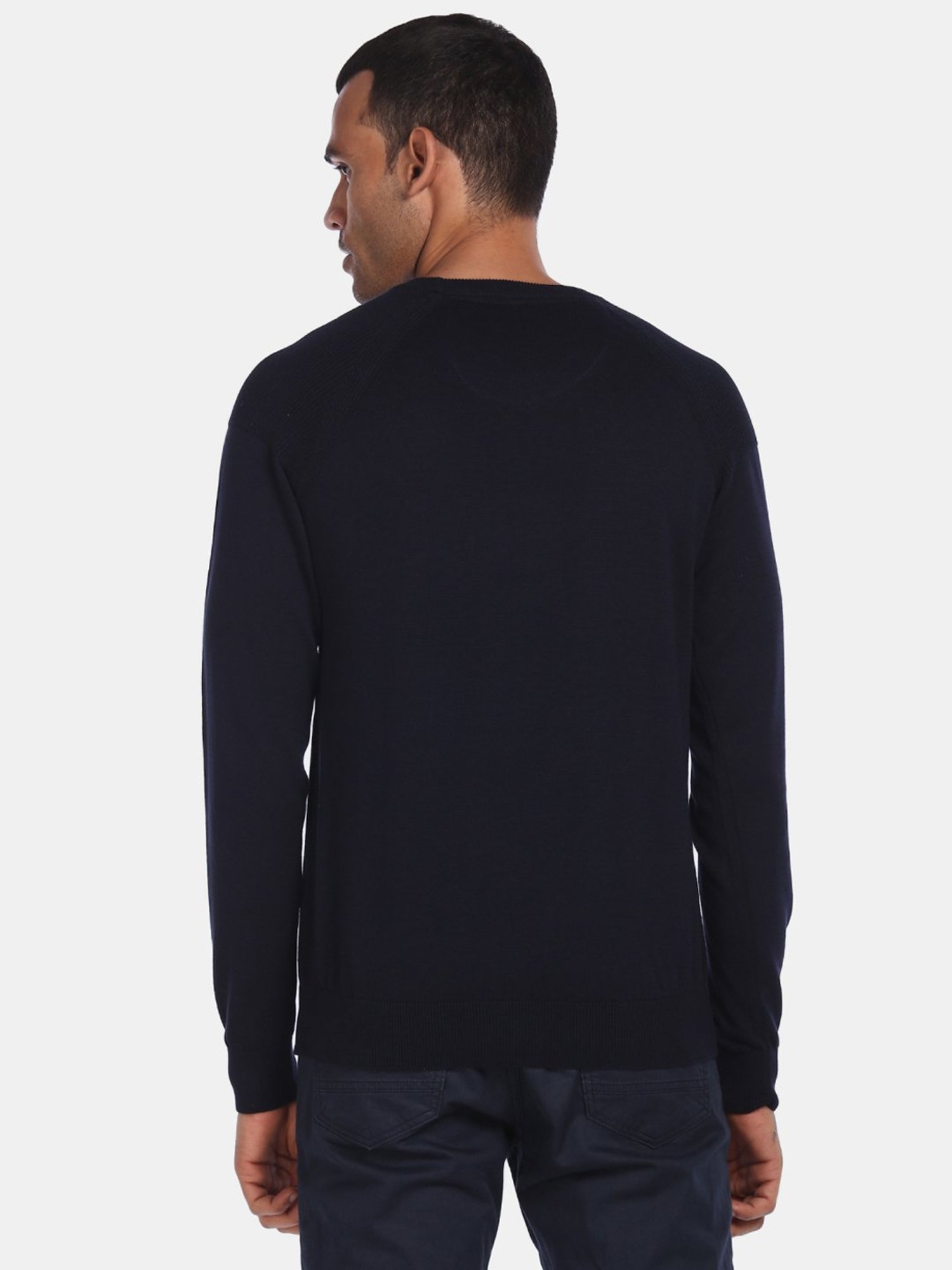 Arrow Sport Navy Cotton Regular Fit Sweater