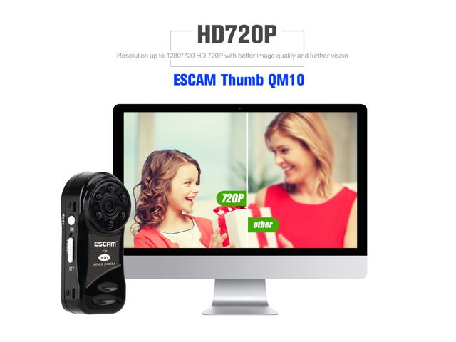 ESCAM Thumb QM10 Wifi Mini IP Camera HD P2P indoor Surveillance Night Vision Security wireless CCTV Camera Support TF SD Card