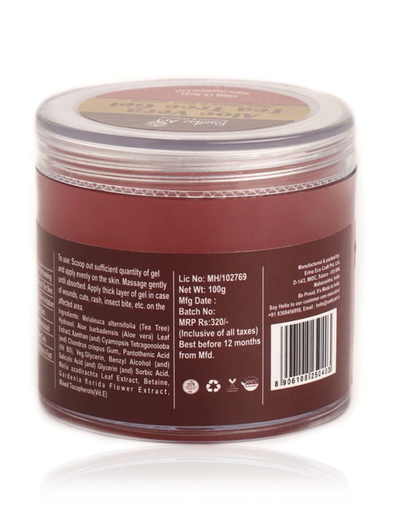 Rustic Art Aloe Vera Tea Tree Gel - 100 gm