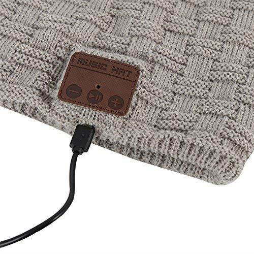 Bluetooth Beanie Hat, BearsFire Winter Outdoor Premium Knit Cap with Wireless Stereo Headphone Headset Earphone Speaker Mic Hands Free for Iphone Samsung Android Cell Phones, Christmas Gifts (gray)