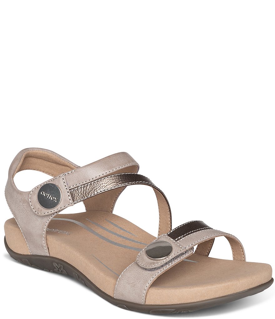 Aetrex Jess Colorblock Strappy Banded Wedge Sandals