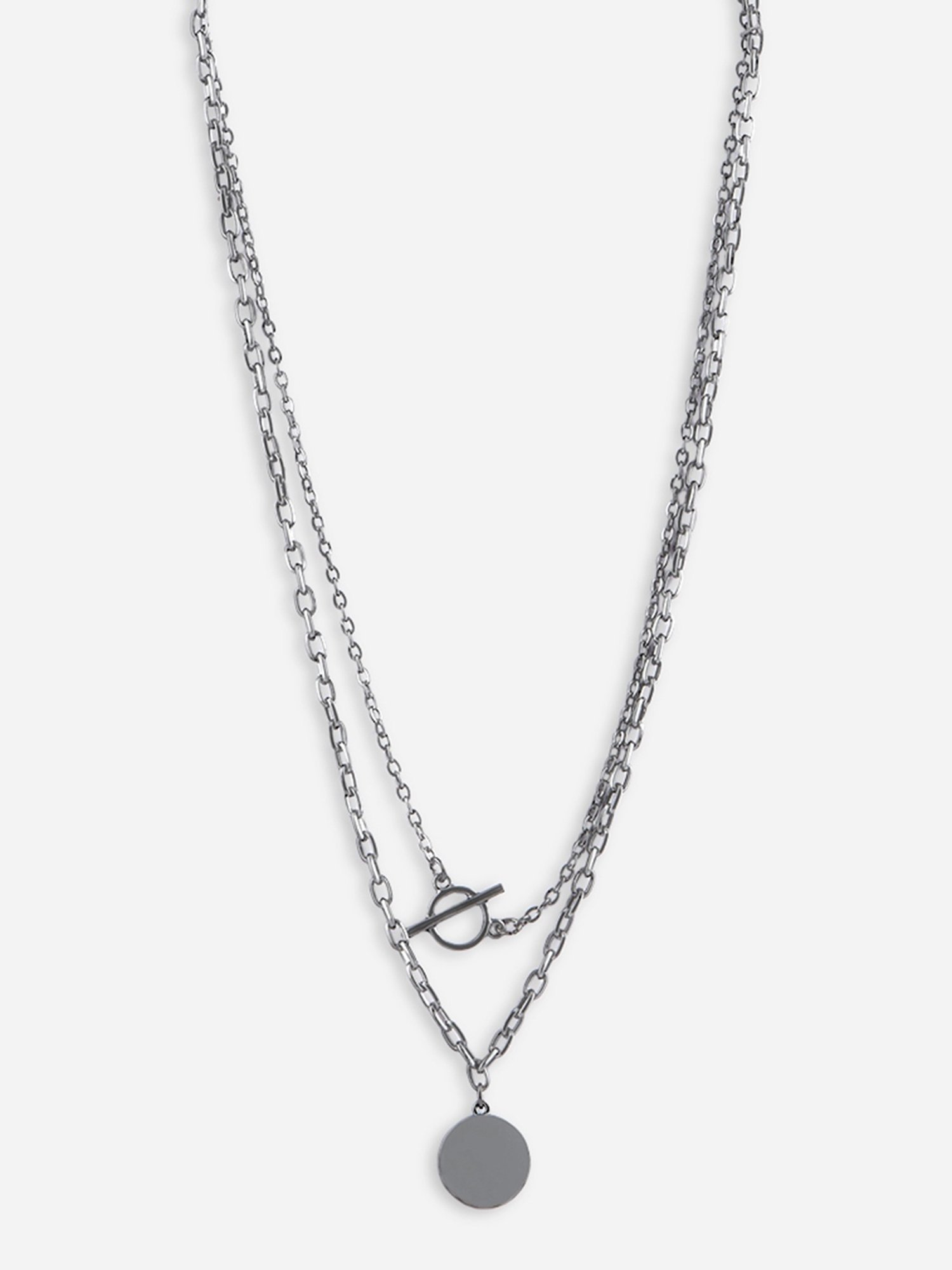 The Bro Code Geometric Shape Round Silver Necklace for Men