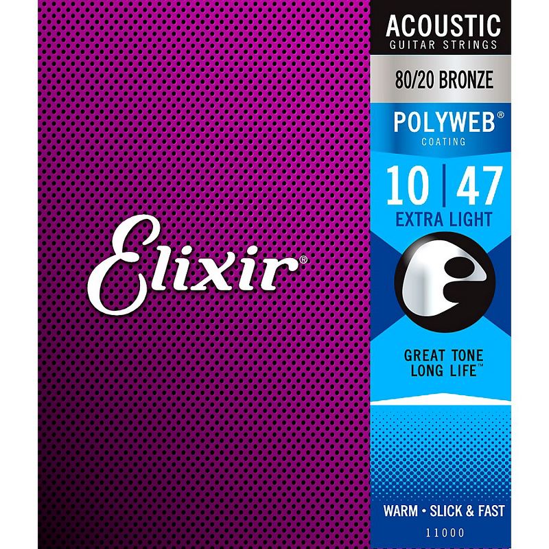 Elixir Polyweb Extra Light Acoustic Guitar Strings 8 Pack