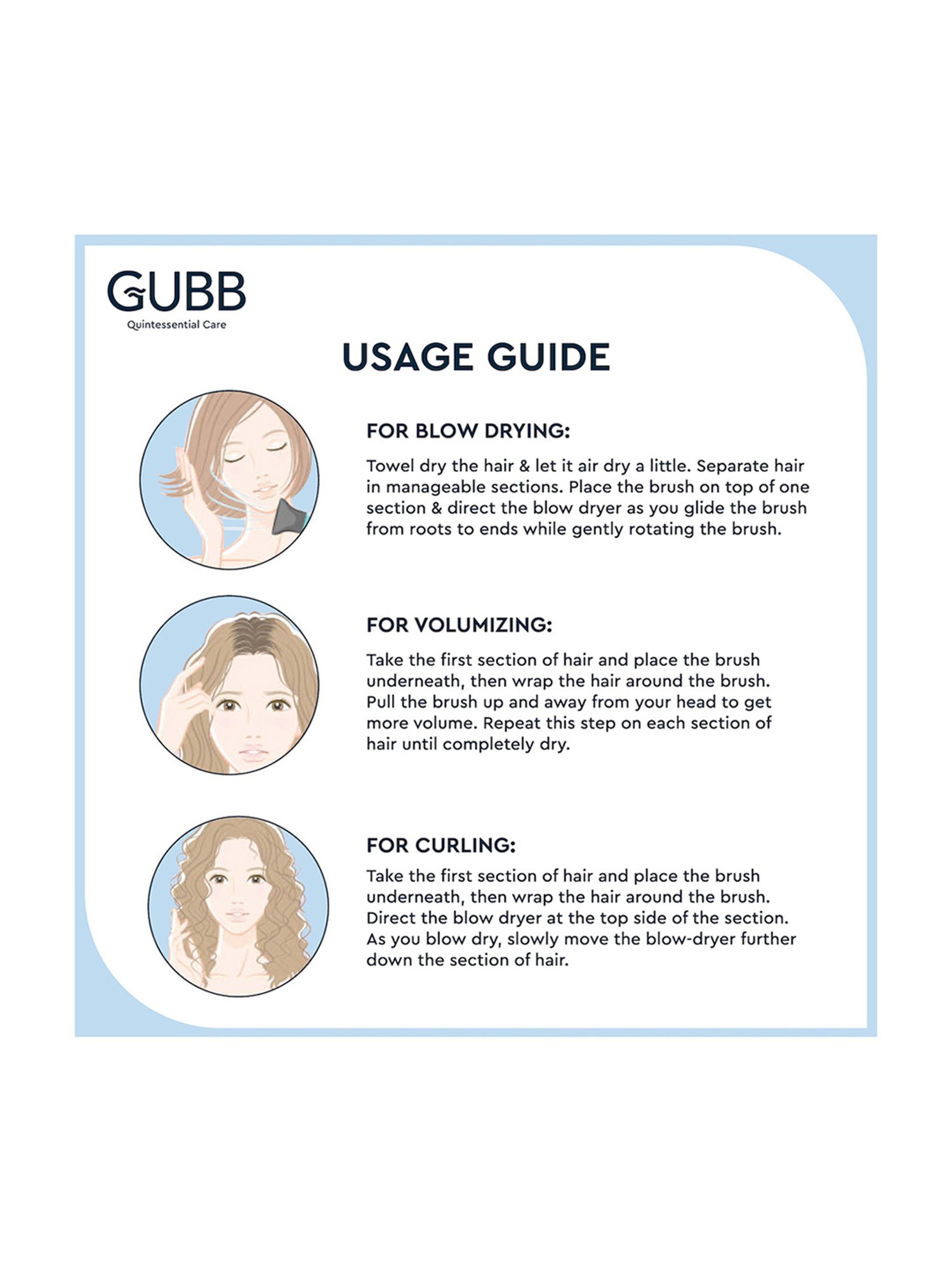 GUBB Round Brush for Hair Styling & Blow Drying, Round Hair Brush - Styler Range